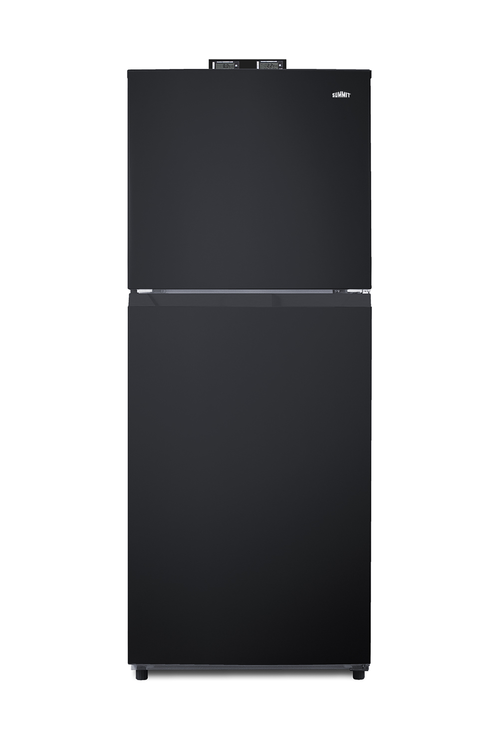 10.1 cu.ft. break room refrigerator-freezer in black with NIST calibrated alarm/thermometers, frost-free operation